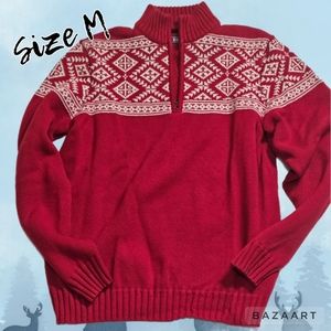 Men's IZOD Quarter-Zip Fair Isle Holiday Sweater Size M